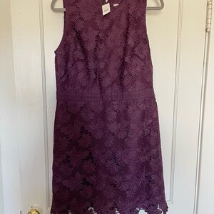 LOFT Purple Floral Lace Dress